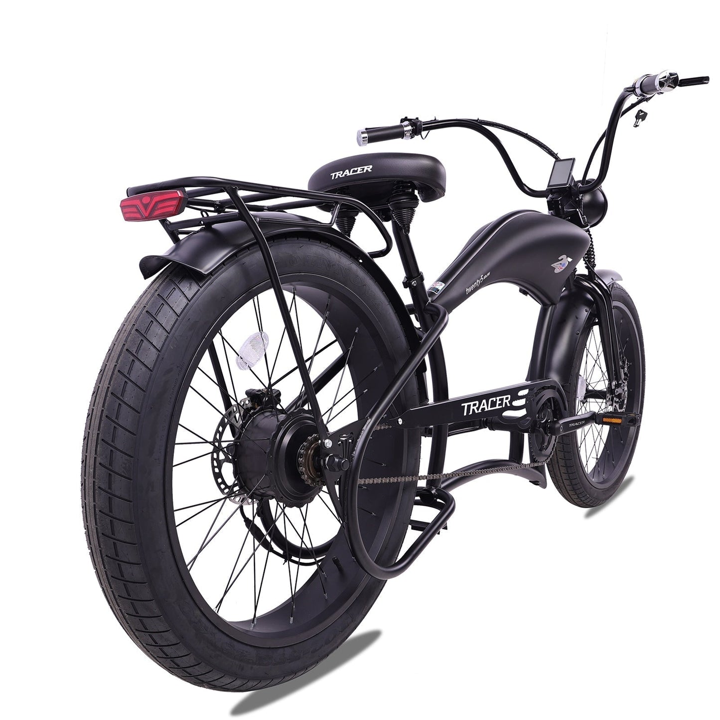 Tracer 800W Twenty5 Chopper Stretch Cruiser Electric Bike - MB-EB-T5-800-DS-BLK