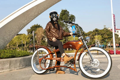 Tracer 800W Twenty5 Chopper Stretch Cruiser Electric Bike - MB-EB-T5-800-DS-BLK