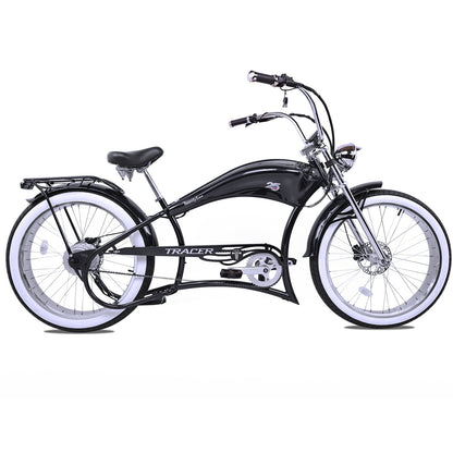 Tracer 800W Twenty5 Chopper Stretch Cruiser Electric Bike - MB-EB-T5-800-DS-BLK