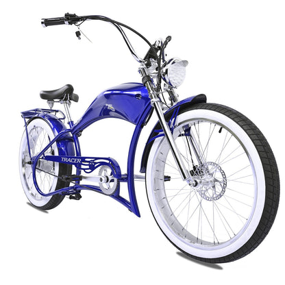 Tracer 800W Twenty5 Chopper Stretch Cruiser Electric Bike - MB-EB-T5-800-DS-BLK