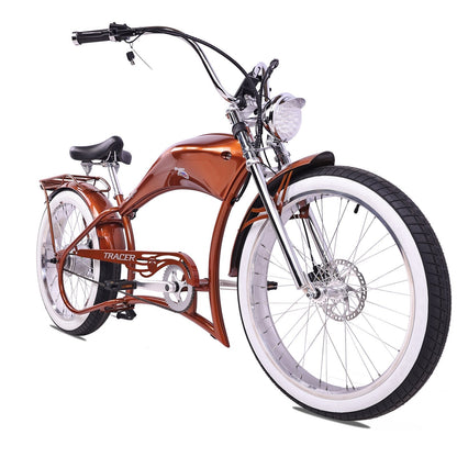 Tracer 800W Twenty5 Chopper Stretch Cruiser Electric Bike - MB-EB-T5-800-DS-BLK