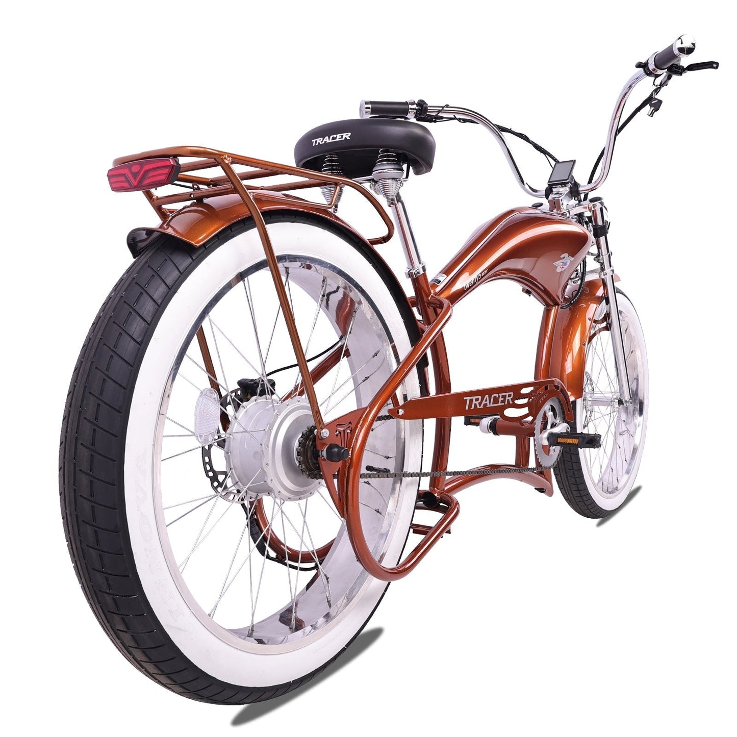 Tracer 800W Twenty5 Chopper Stretch Cruiser Electric Bike - MB-EB-T5-800-DS-BLK