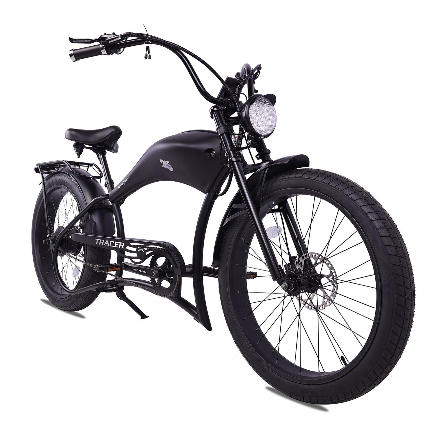 Tracer 800W Twenty5 Chopper Stretch Cruiser Electric Bike - MB-EB-T5-800-DS-BLK