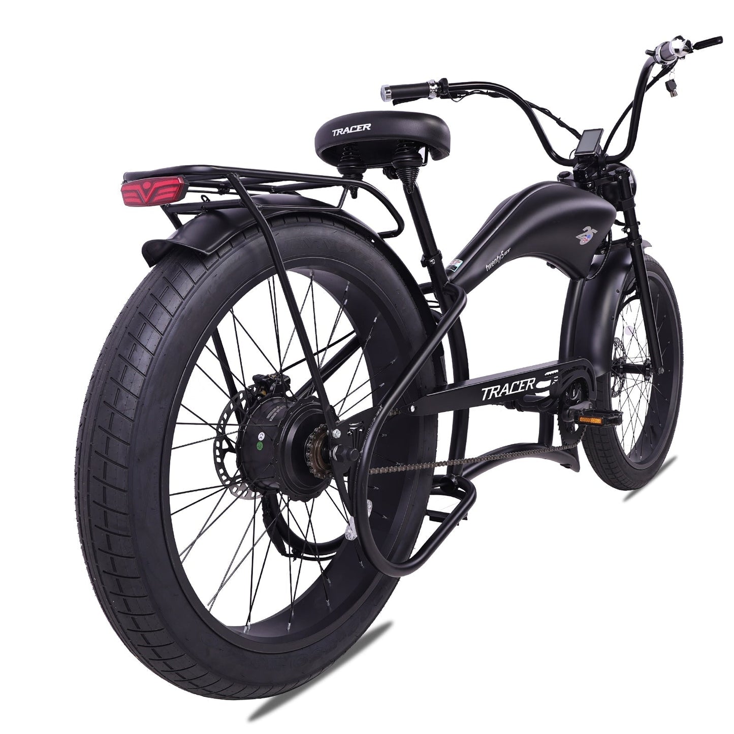 Tracer 800W Twenty5 Chopper Stretch Cruiser Electric Bike - MB-EB-T5-800-DS-BLK