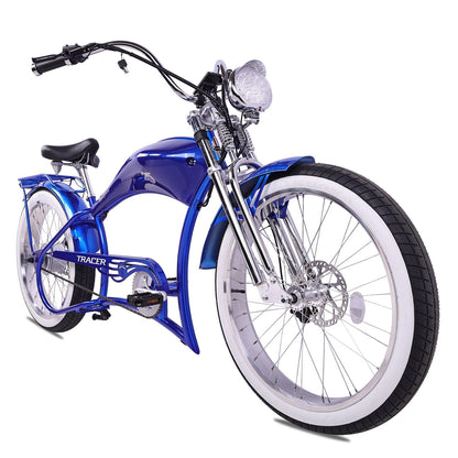 Tracer 800W Twenty5 Chopper Stretch Cruiser Electric Bike - MB-EB-T5-800-DS-BLK