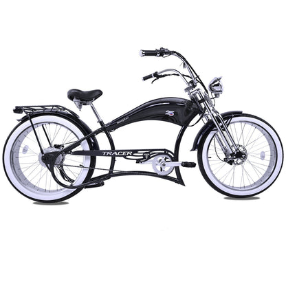 Tracer 800W Twenty5 Chopper Stretch Cruiser Electric Bike - MB-EB-T5-800-DS-BLK