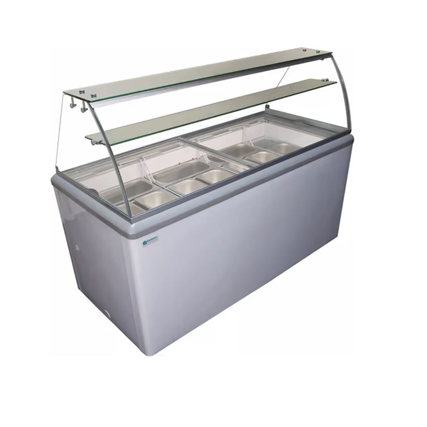 Excellence Industries - HBD-10HC, 59" Commercial Glass Door Ice Cream Dipping Cabinet Freezer (18) 3-Gallon Tubs 16.5 cu.ft. - HBD-10HC