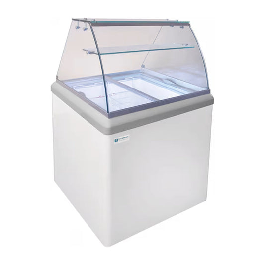 Excellence Industries - HBD-4HC, 28" Commercial Glass Door Ice Cream Dipping Cabinet Freezer (6) 3 Gallon Tubs 6.4 cu.ft. - HBD-4HC