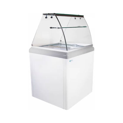 Excellence Industries - HBG-4HC, 28" Commercial Glass Door Ice Cream Dipping Cabinet Freezer (4) 5 Liter Pans 6.4 cu.ft. - HBG-4HC