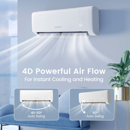 Costway Airtural Series Mini Split Air Conditioner Heater Ductless 12000 BTU 21 SEER2 208-230V Remote Control New - FP10412US-WH+