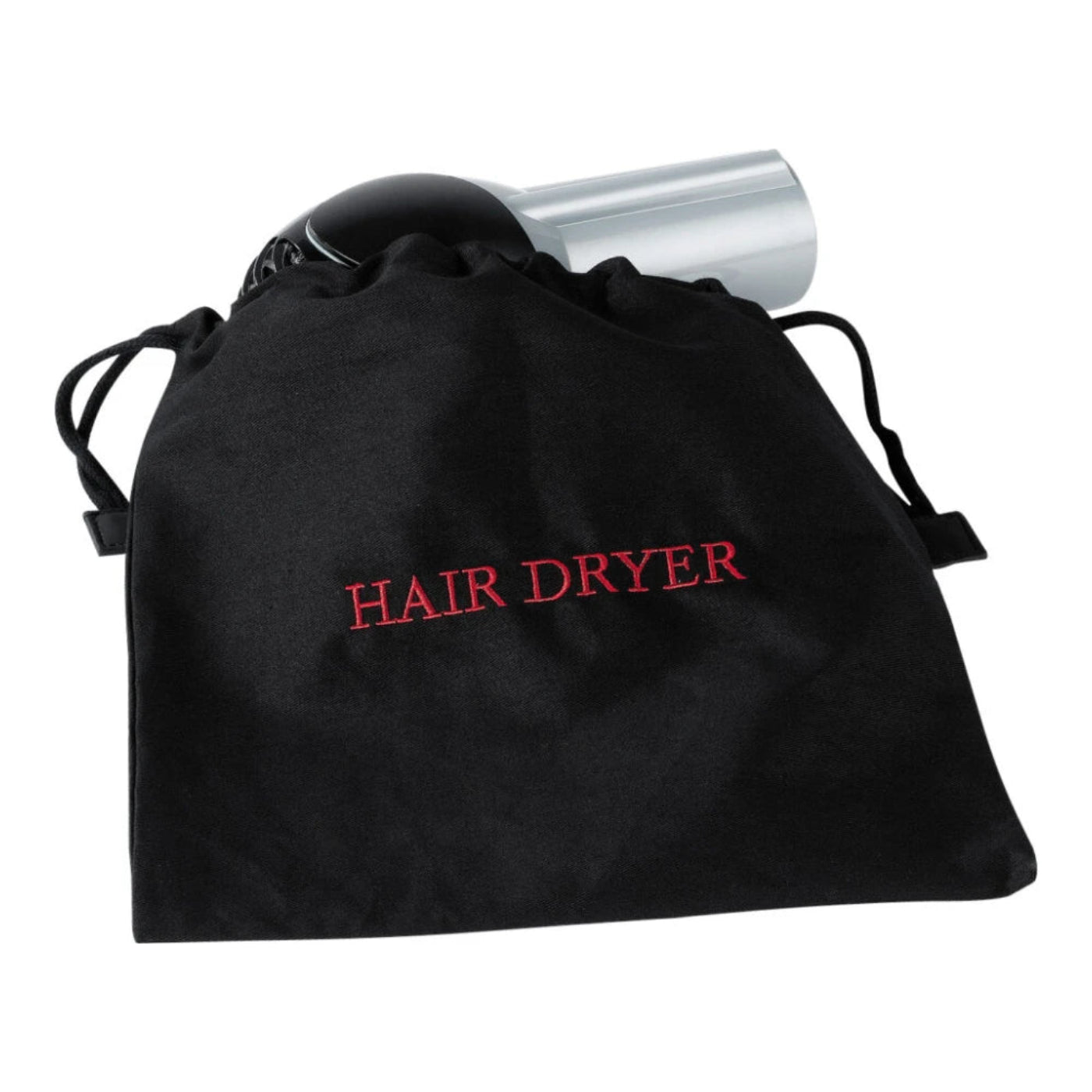 Hospitality 1 Source FRHDBAGWEM Fire Retardant Hair Dryer Bag — Black w/ White Embroidery Case Pack of 10 Pieces - FRHDBAGWEM