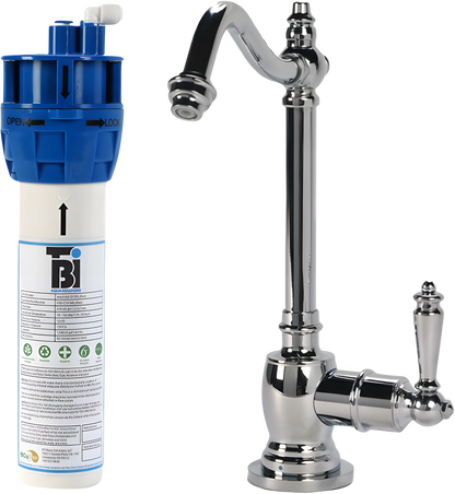 AquaNuTech Filtration System Combo with Traditional Hook Spout Cold Water Faucet New - FL-C2100-CH