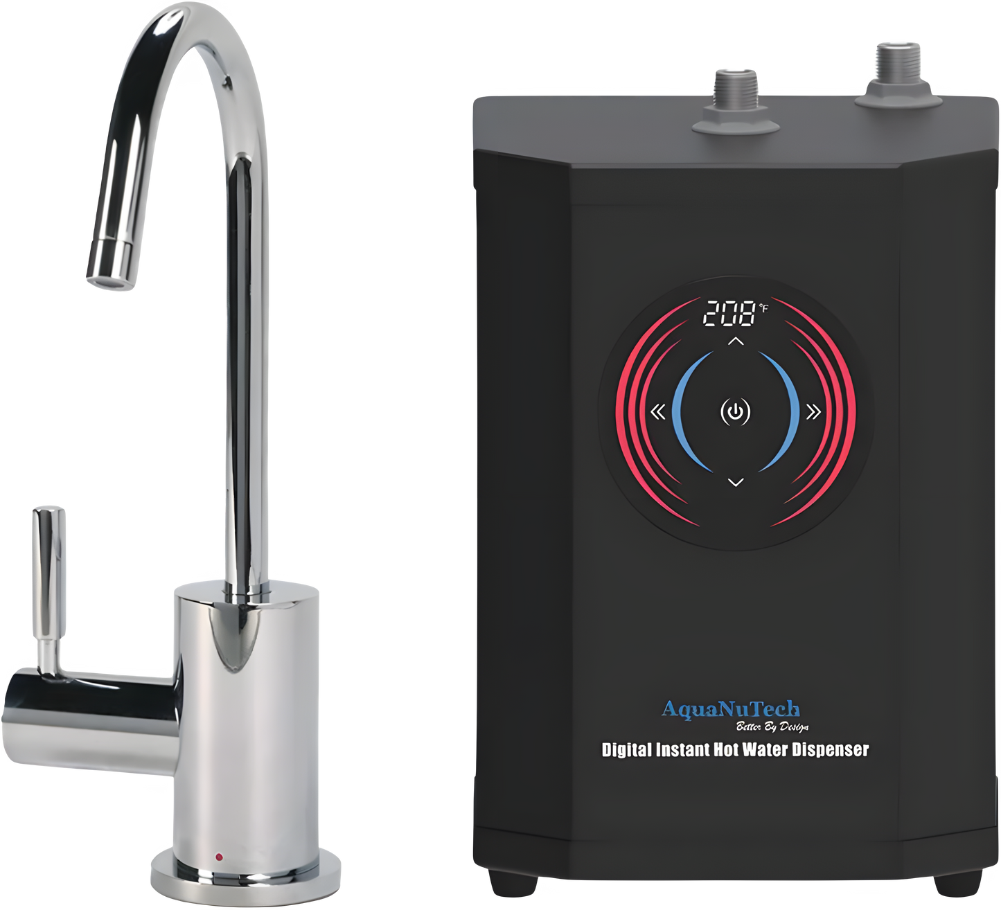 AquaNuTech Digital Instant Hot Water Dispenser with Hot Only Contemporary C-Spout Faucet New - HT-H2400-CH