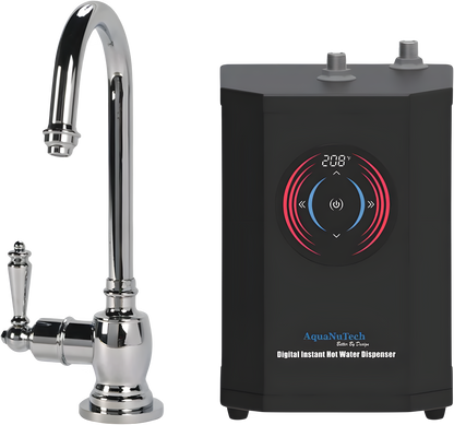AquaNuTech Digital Instant Hot Water Dispenser with Hot Only Contemporary C-Spout Faucet New - HT-H2400-CH