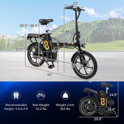 Costway Folding Electric Bike with Dual Disc Brakes 500W 20 MPH 37 Mile Range New - SP38244US