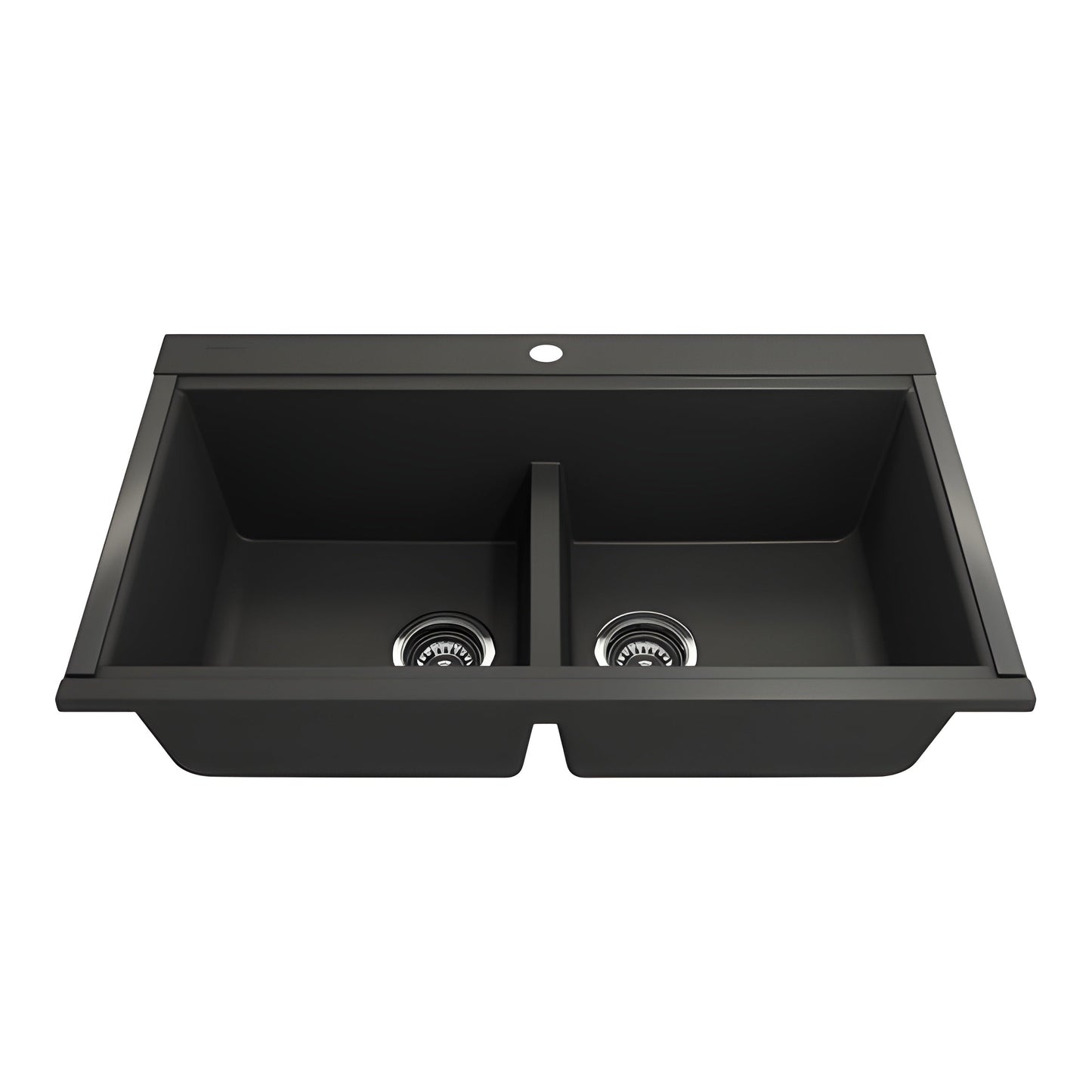 Bocchi 34" Undermount Double Bowl Composite Workstation Kitchen Sink with Covers in Matte Black - 1618-504-0126HP