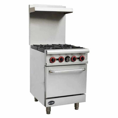 Saba - GR-24 Commercial 24" 4 Burners Oven Range Natural Gas - GR-24