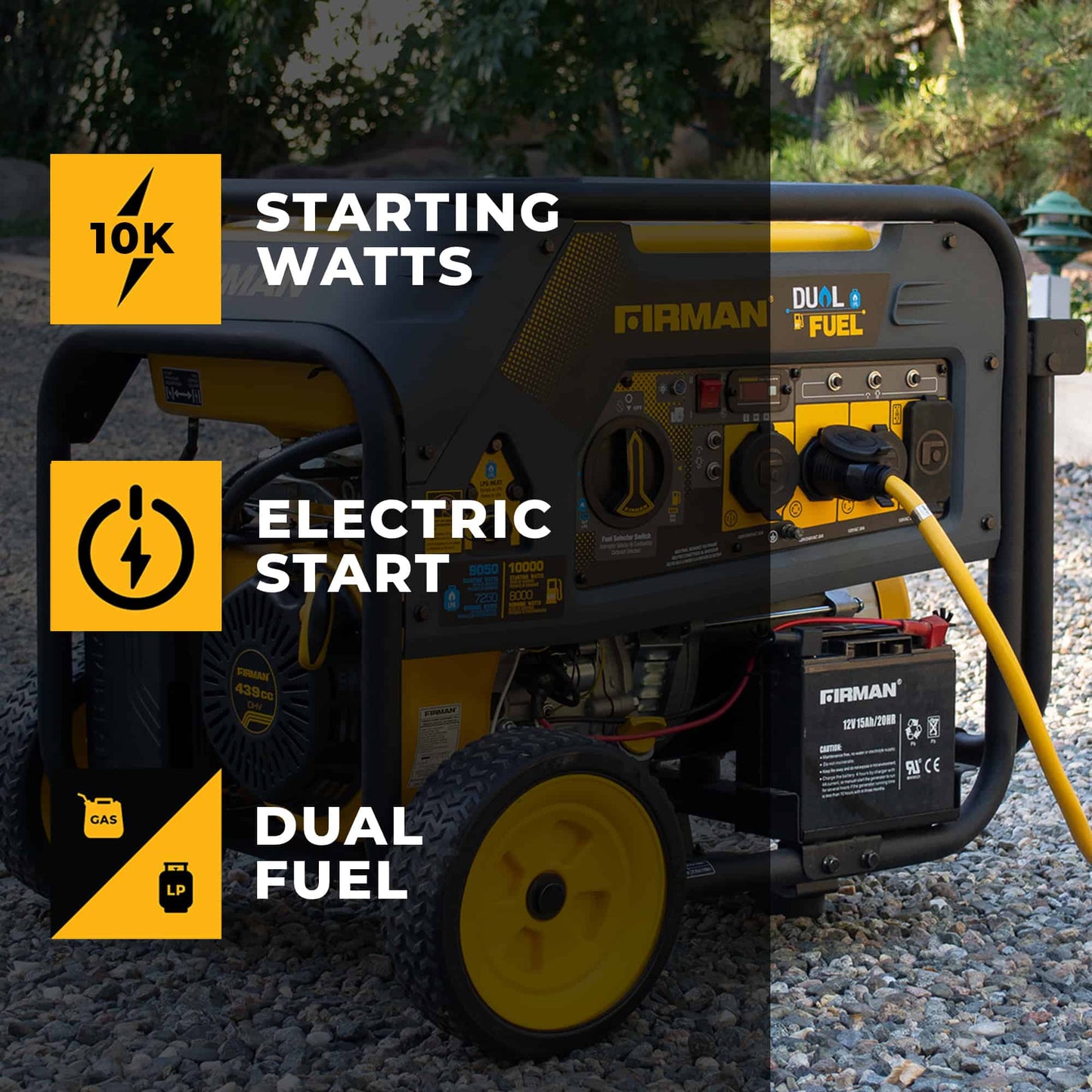 Firman H08051 8000W/10000W Electric Start Dual Fuel Gas Propane Generator New H08051