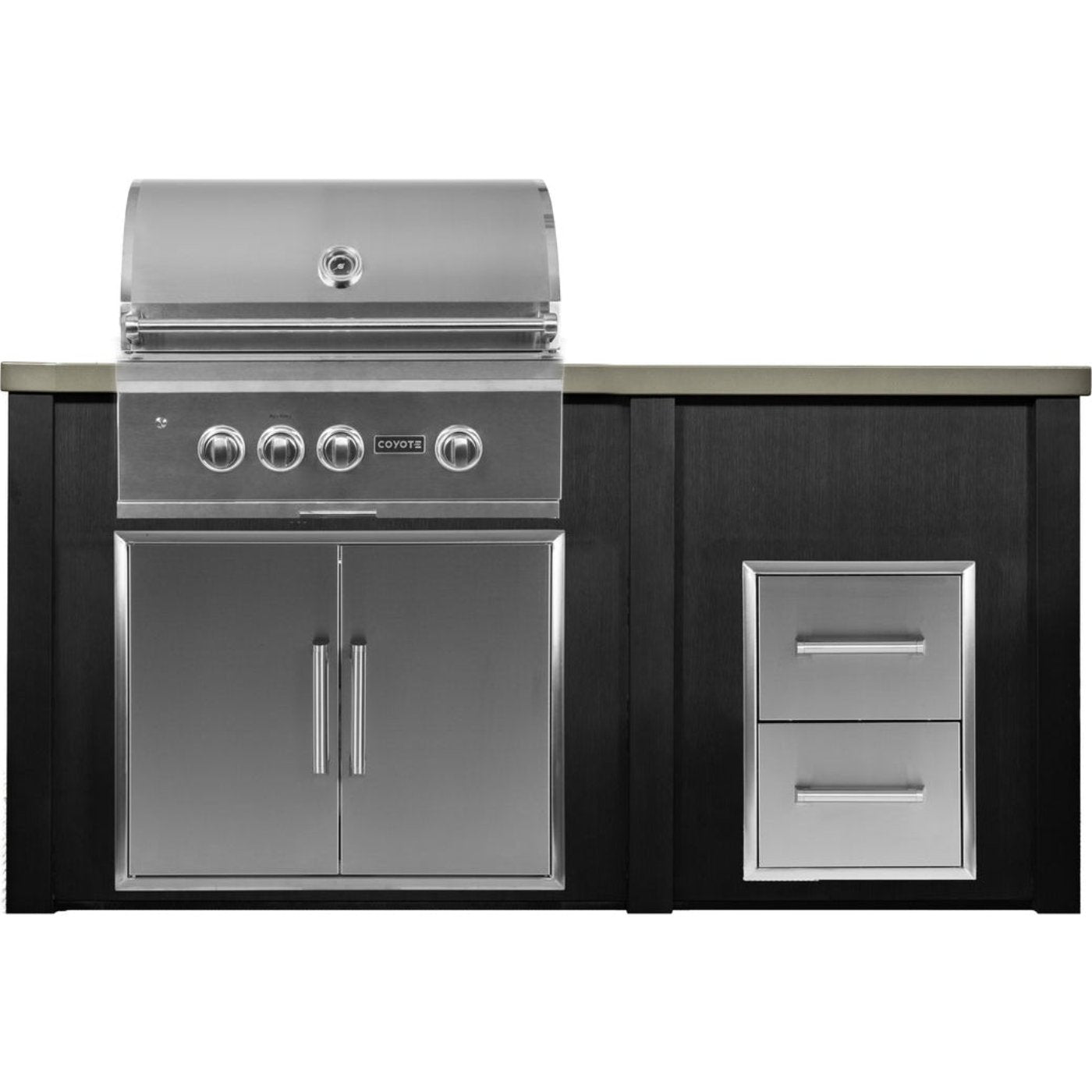 Haven Outdoor 72-Inch Outdoor Kitchen Island with 2 Drawer Cabinet Space - HCOY72DRAWAB