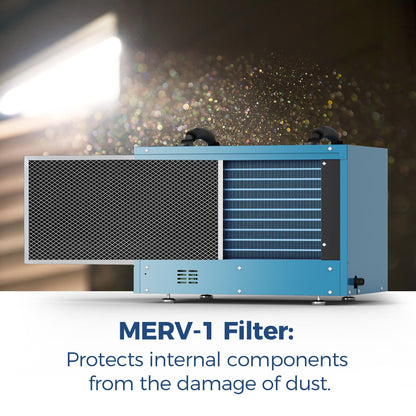 AlorAir Commercial Dehumidifier 113 Pint, with Drain Hose for Crawl Spaces, Basements, Industry Water Damage Unit, Compact, Portable, Auto Defrost, Memory Starting, 5 Years Warranty | Sentinel HD55 Blue