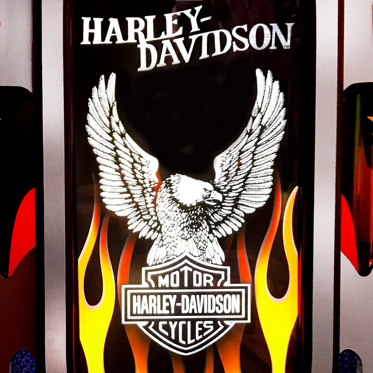 Rock-Ola Bubbler Harley-Davidson Flames CD Jukebox Brushed Aluminum - CD6E-HDF