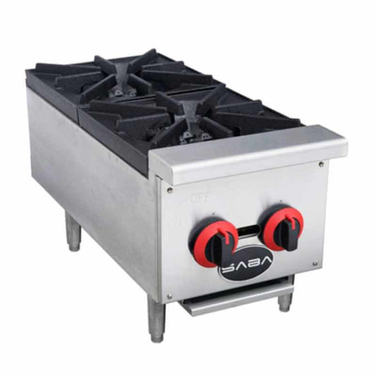 Saba - HP-2 Commercial 12" Hotplate 2 Burners Cooktop Natural Gas/Liquid Propane - HP-2