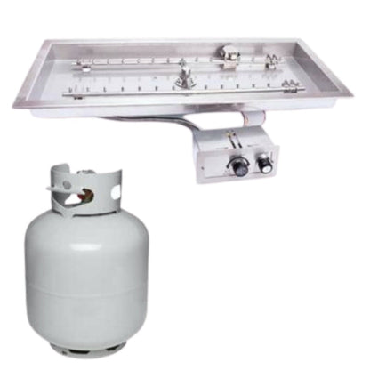 HPC Fire  H-Burner Rectangular Fire Pit Burner Insert - TOR-MLFPK24X12-H-FLEX-NG