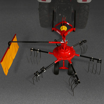 100” Mechmaxx 3-Point Hitch 6 Rotary Pull-Type Hay Rake Tedder , 15-50Hp , HT100