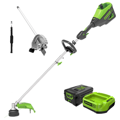 Greenworks 60V 16" Cordless Battery String Trimmer (Attachment Capable) & 8" Edger Attachment Combo Kit w/ 4.0 Ah Battery & Charger - 2135002-VK