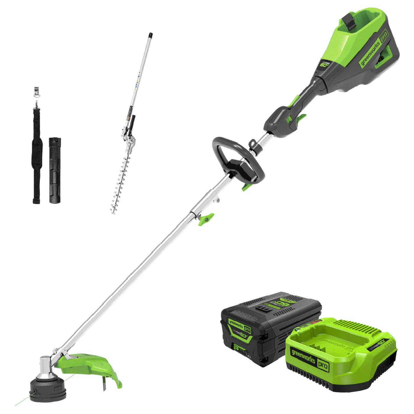 Greenworks 60V 16" Cordless Battery String Trimmer & Hedge Trimmer Attachment Combo Kit - 2135102-VK
