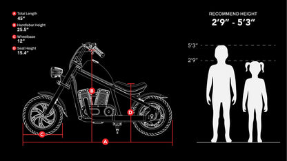 Hyper Gogo Cruiser 12 Plus Electric Kids Motorcycle Bluetooth Speaker 21.9V 160W 10 MPH 7.5 Miles - EL-MB03P-BLUE