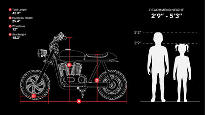 Hyper Gogo Pioneer 12 Plus Electric Kids Motorcycle Bluetooth Speaker 21.9V 160W 10 MPH 7.5 Miles - EL-MB05P-BLACK