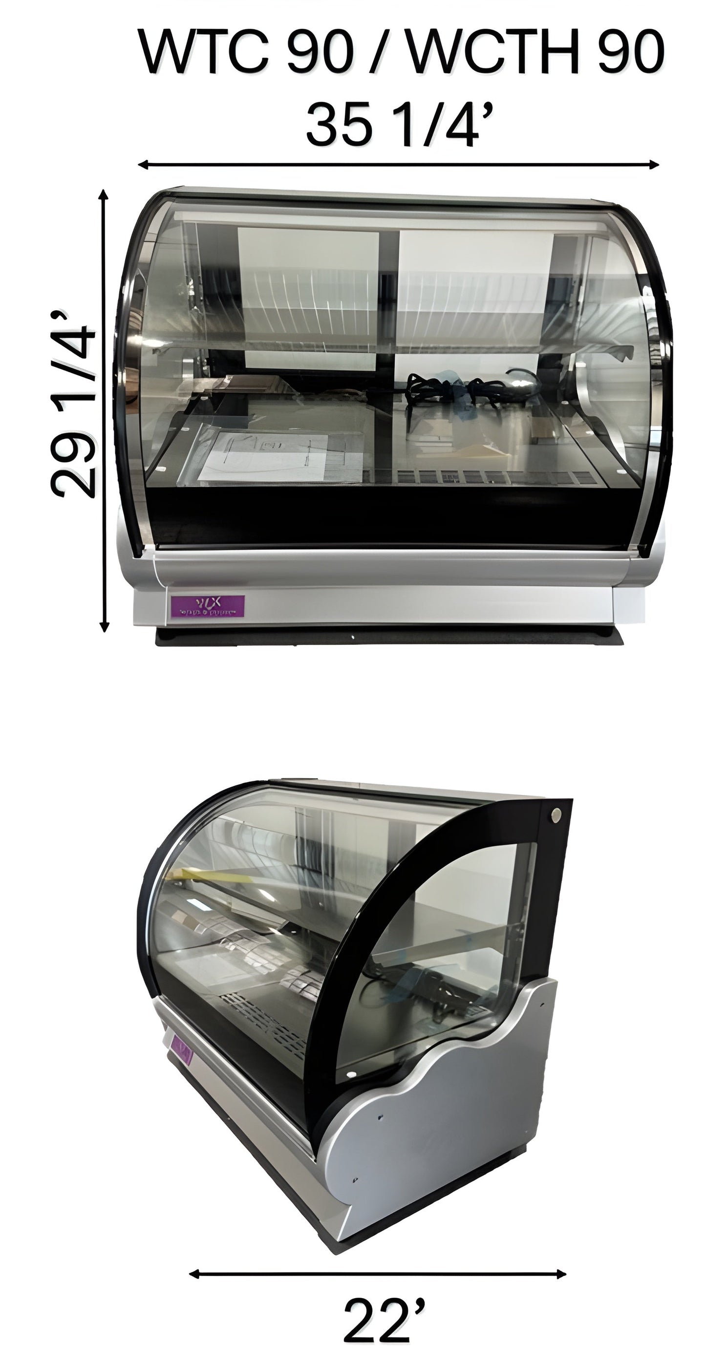 Chef AAA WTCH-90 35"W Curved Glass Countertop Heated Display Case - WTCH-90