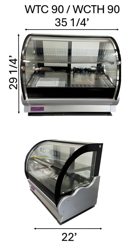 Chef AAA WTCH-90 35"W Curved Glass Countertop Heated Display Case - WTCH-90