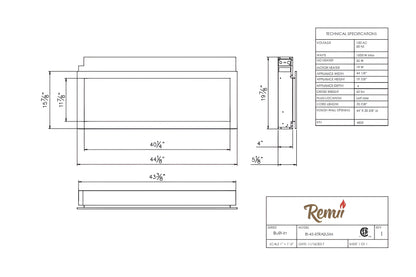 Remii 45" Extra Slim Built-In Indoor/Outdoor Linear Electric Fireplace - 102745-XS
