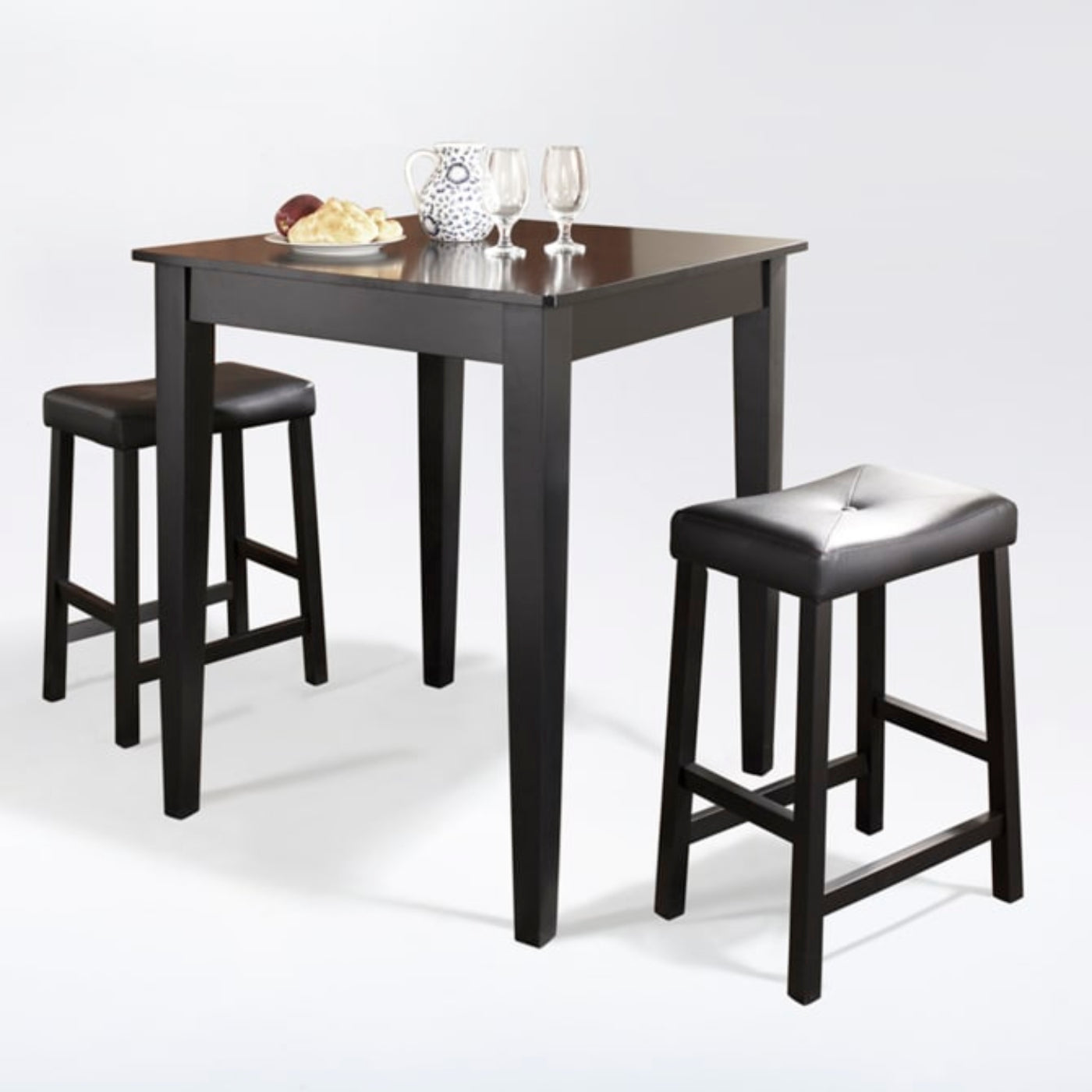 Crosley 3pc Pub Dining Set W/Upholstered Saddle Stools - KD320008