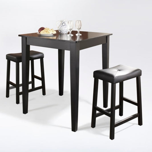 Crosley 3pc Pub Dining Set W/Upholstered Saddle Stools - KD320008