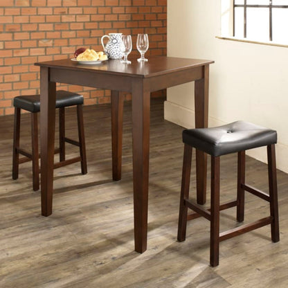 Crosley 3pc Pub Dining Set W/Upholstered Saddle Stools - KD320008