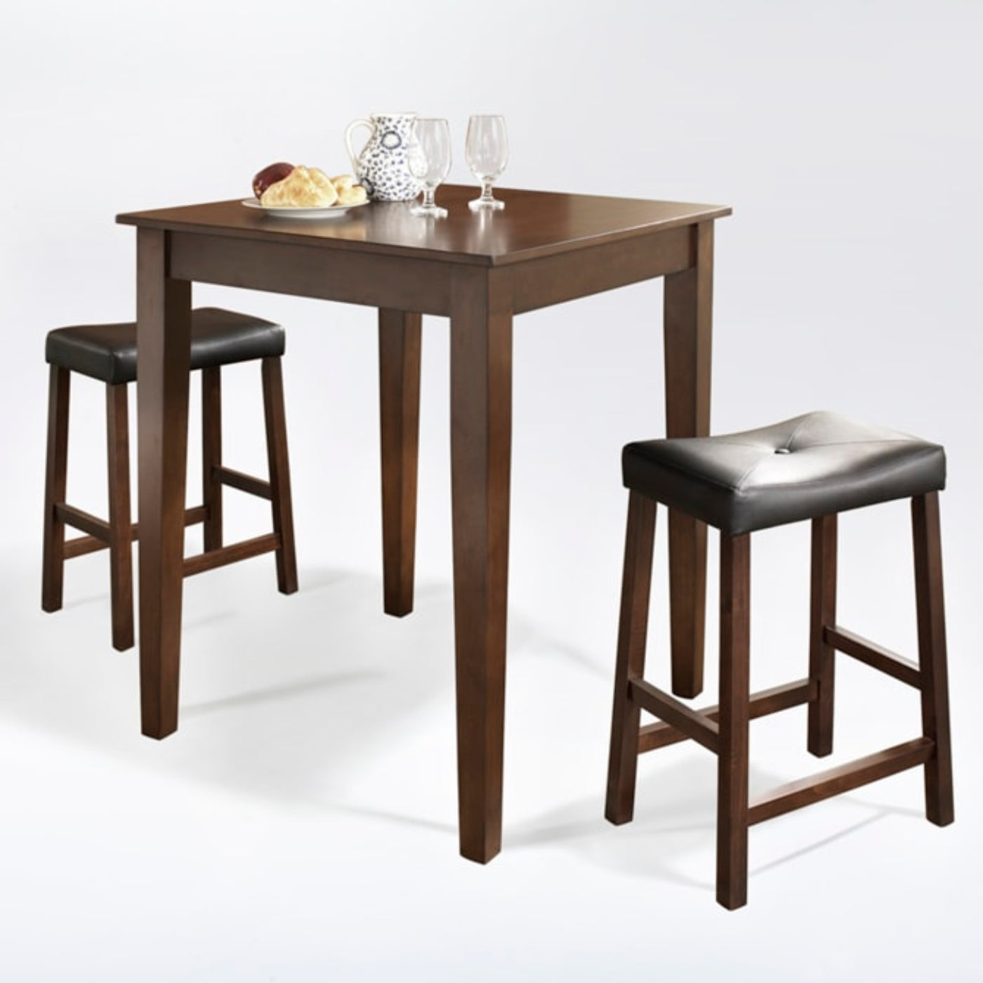 Crosley 3pc Pub Dining Set W/Upholstered Saddle Stools - KD320008