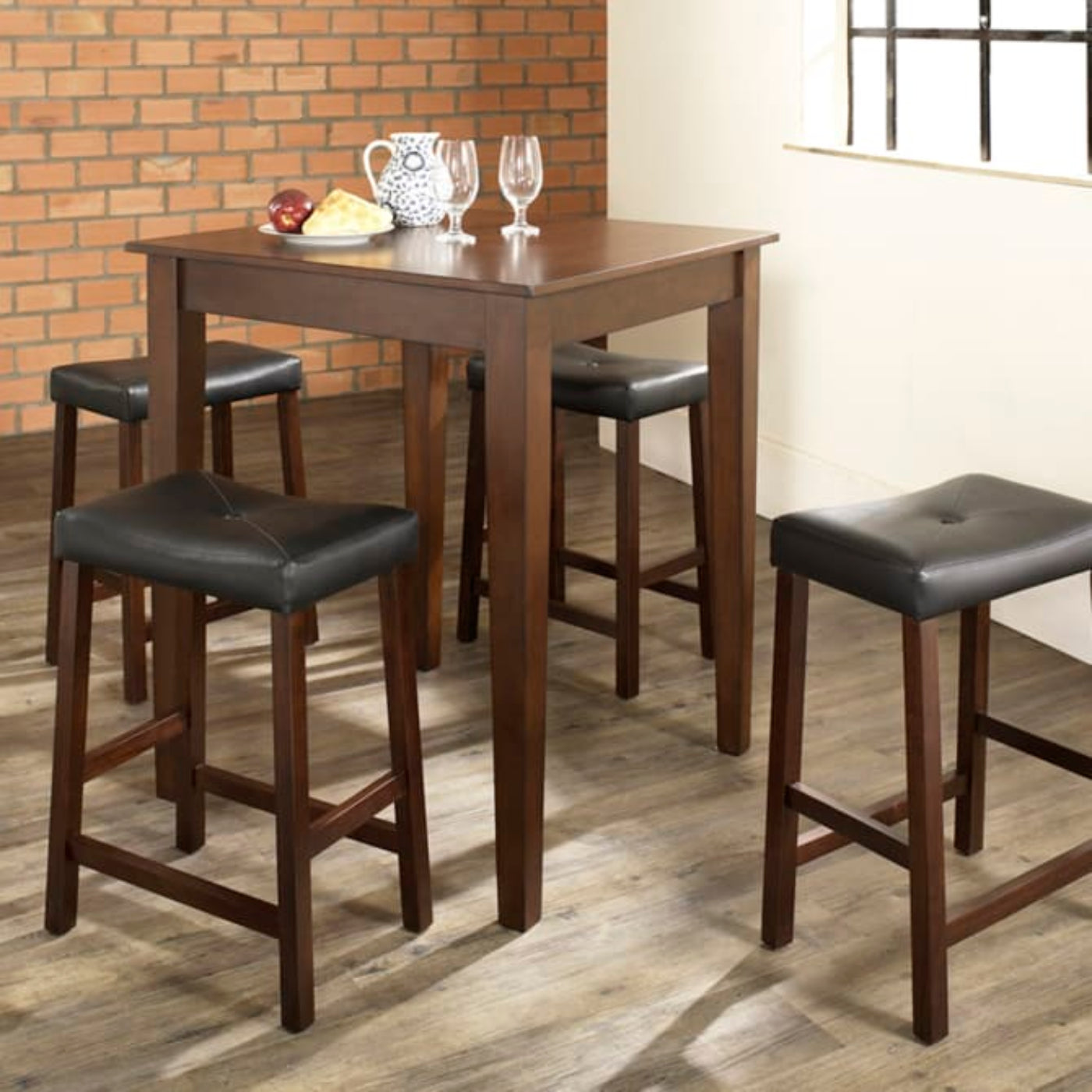Crosley 5pc Pub Dining Set W/Upholstered Saddle Stools - KD520008