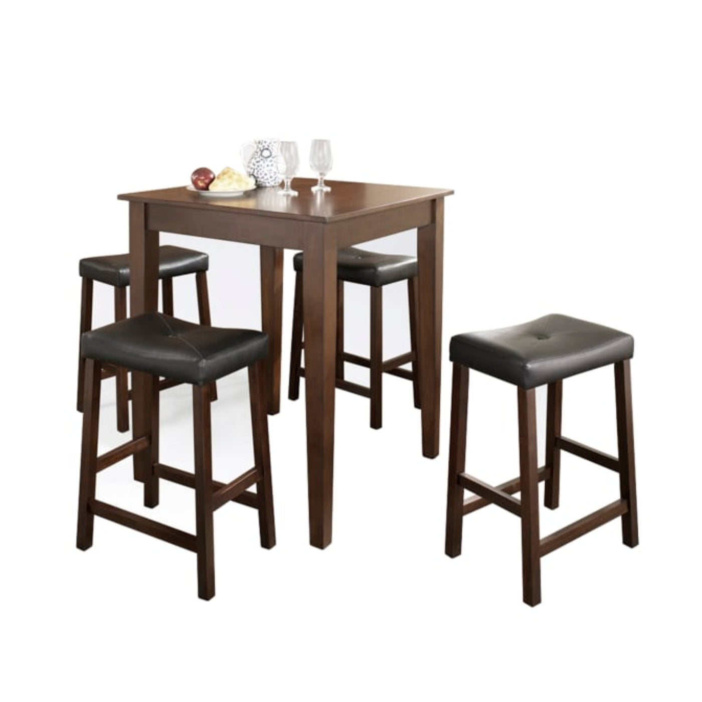 Crosley 5pc Pub Dining Set W/Upholstered Saddle Stools - KD520008