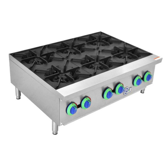 Chef AAA - KF-HP36-M, Commercial 36" Hot Plate Countertop 6 Burner Gas - KF-HP36-M