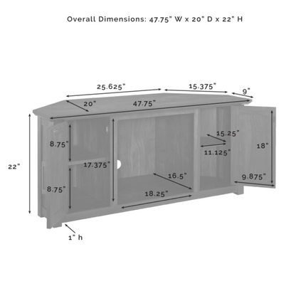 Crosley Camden 48" Corner Tv Stand W/Fireplace - KF100648