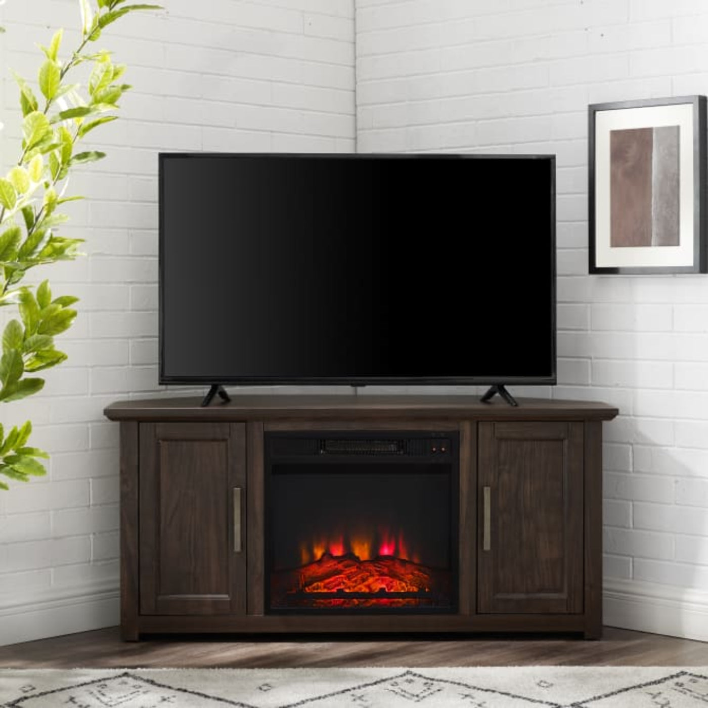 Crosley Camden 48" Corner Tv Stand W/Fireplace - KF100648