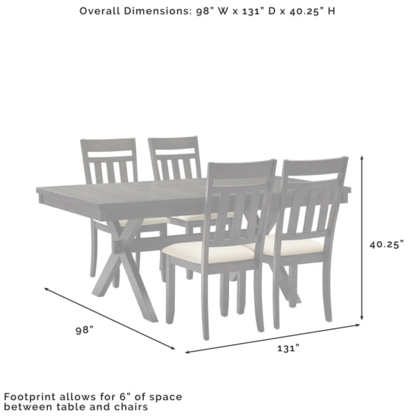 Crosley Hayden 98 Inch 5pc Dining Set Slate- KF13026SL