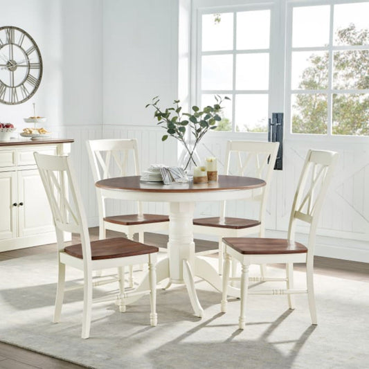 Crosley Shelby 5pc Round Dining Set Distressed-White - KF13039WH