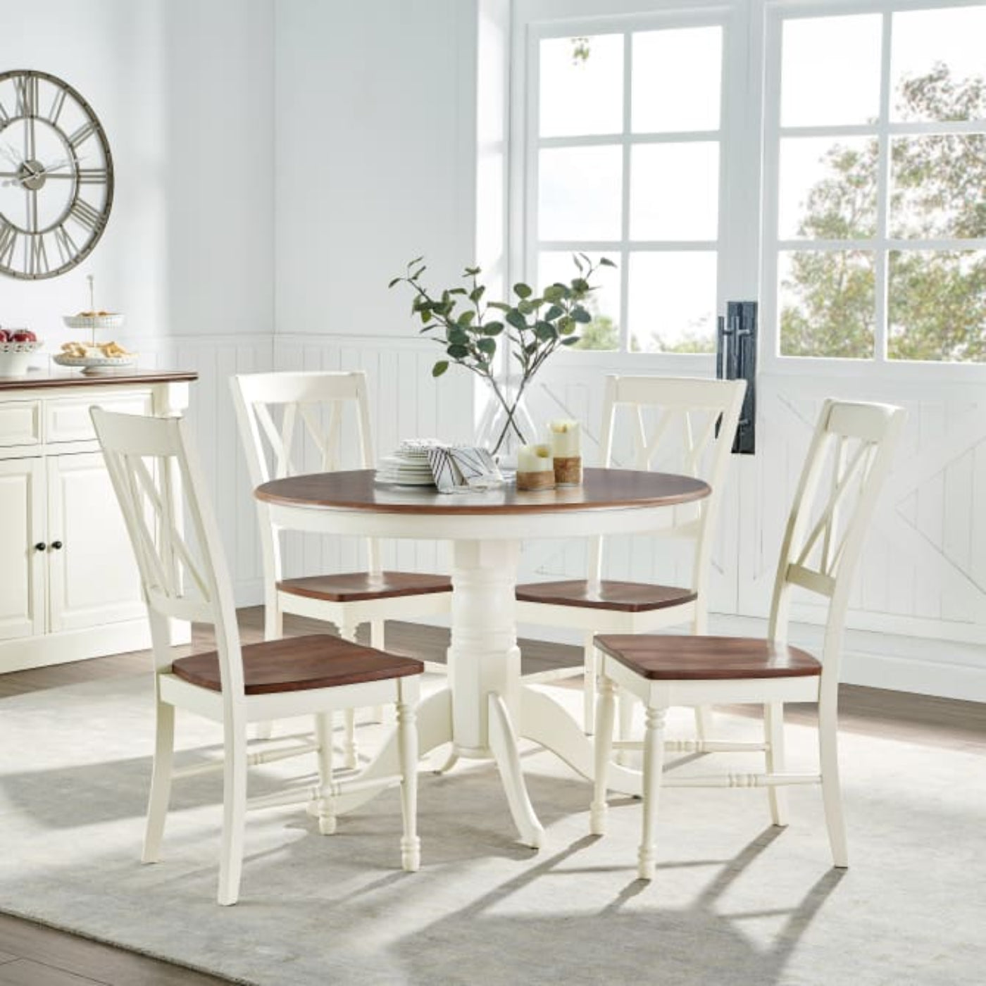 Crosley Shelby 5pc Round Dining Set Distressed-White - KF13039WH