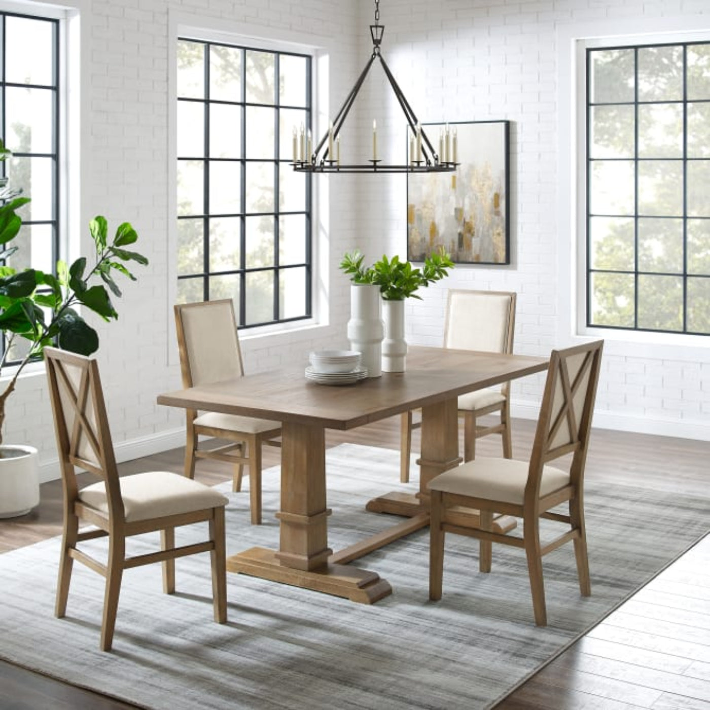 Crosley Joanna 126 Inch 5pc Dining Set Rustic-Brown -  KF13065RB-RB