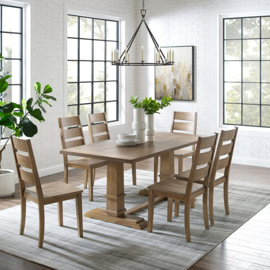 Crosley Joanna 128 Inch 7pc Dining Set Rustic-Brown -  KF13066RB-RB