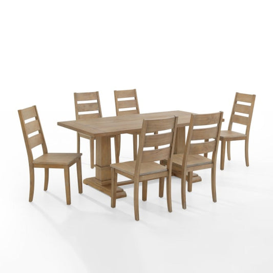 Crosley Joanna 128 Inch 7pc Dining Set Rustic-Brown -  KF13066RB-RB